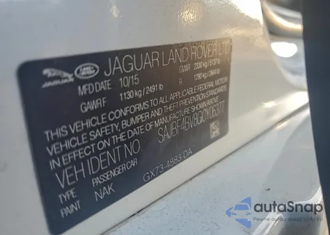 2016 Jaguar Xf R - Sport из США, поврежденный, VIN SAJBF4BV8GCY06377